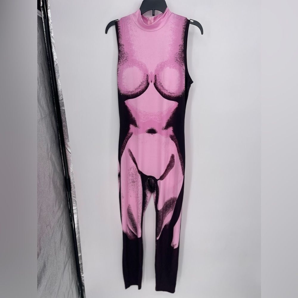 Pink and black,‎ bodysuit new size medium
